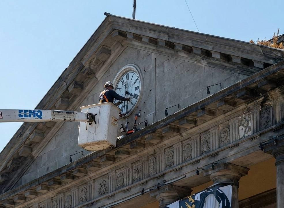 Realizan trabajos en el histórico reloj de la Casa de la Cultura