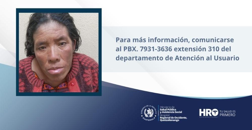 Buscan con urgencia a familiares de paciente ingresada en el HRO