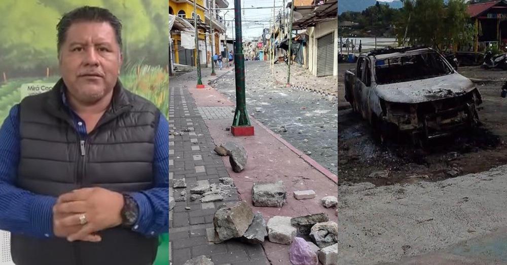 Violentas protestas en Santiago Atitlán dejan heridos y daños 