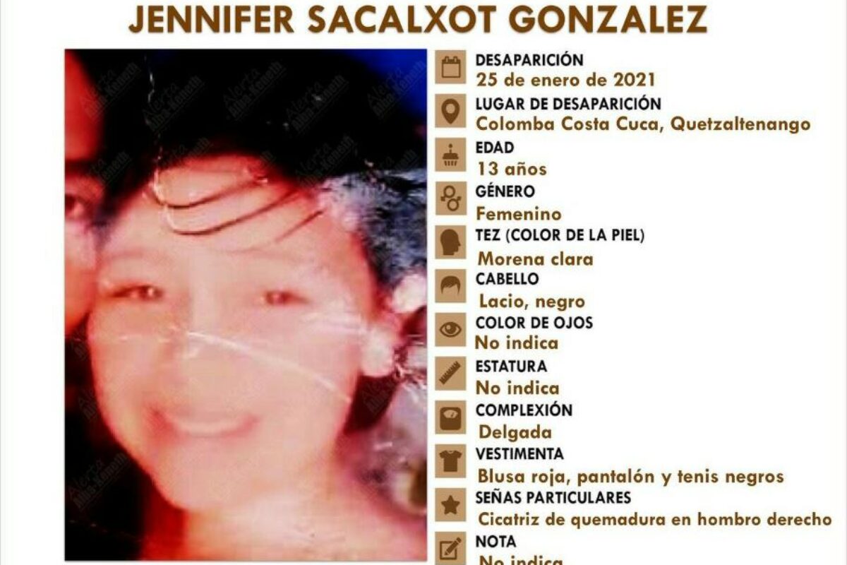 Buscan a adolescente de 13 años desaparecida en Colomba Costa Cuca