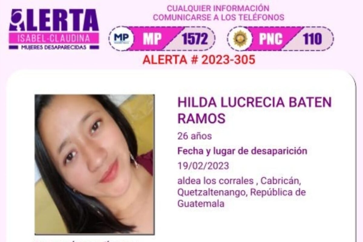 Joven desaparecida en Cabricán: Buscan a Hilda Lucrecia Baten Ramos