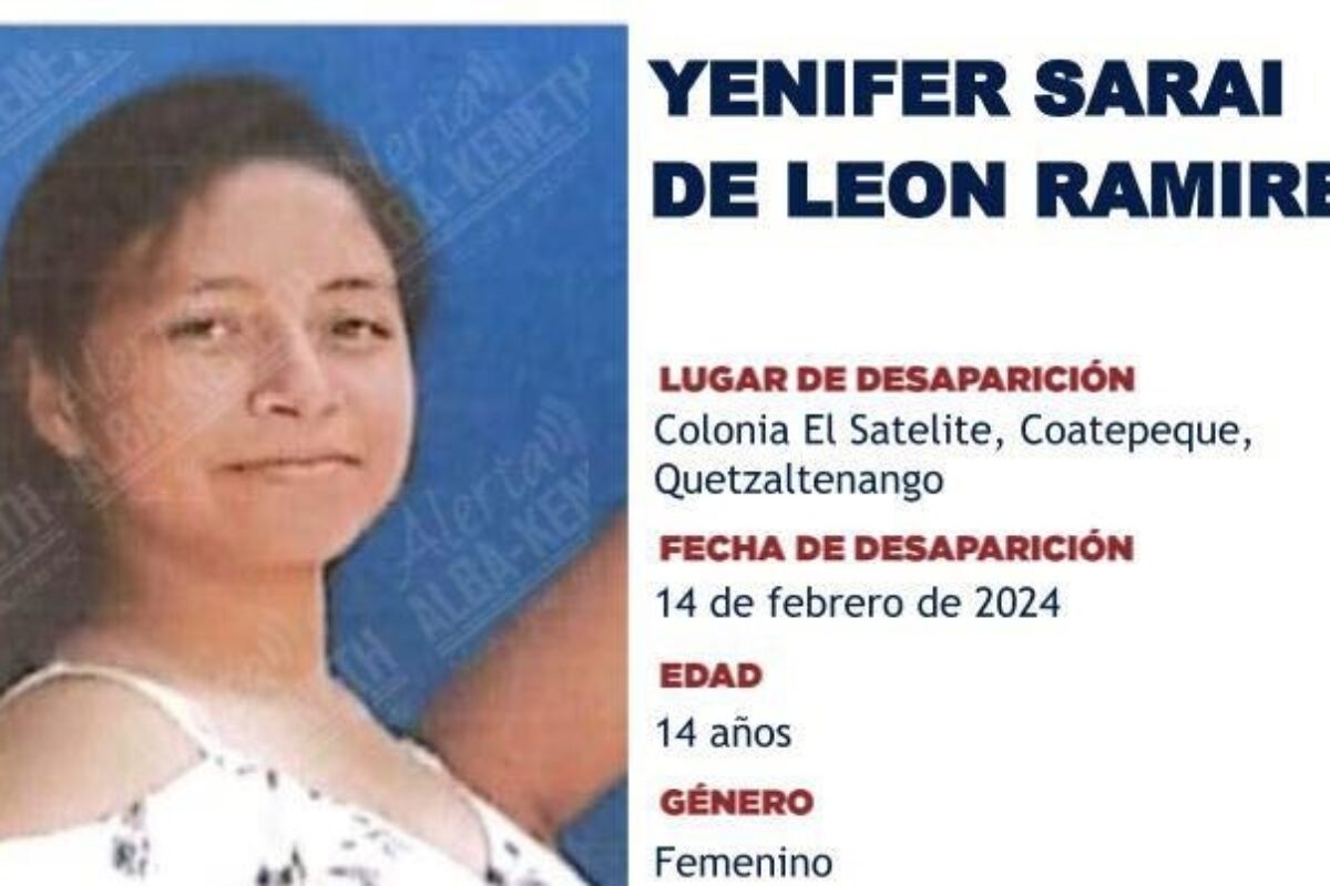 Reportan la misteriosa desaparición de Yenifer Saraí de León Ramírez en Coatepeque