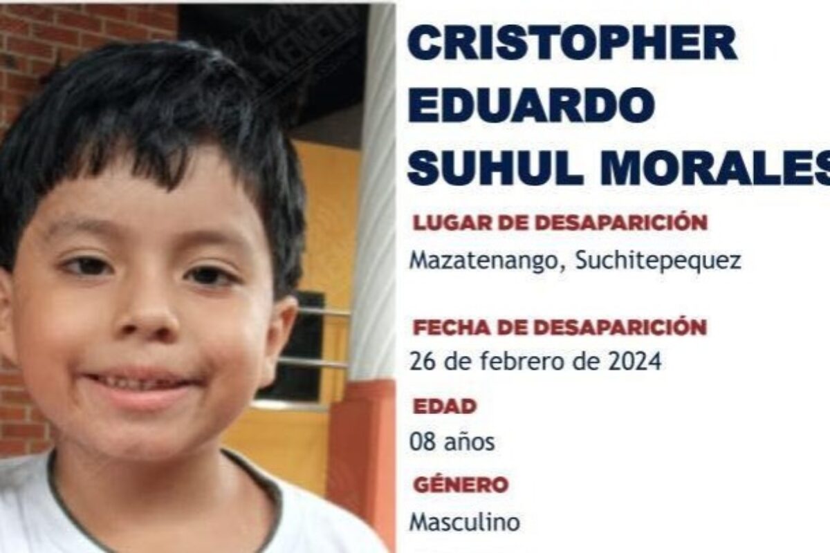 Desesperada búsqueda de Cristopher Eduardo, niño de 8 años desaparecido en Mazatenango