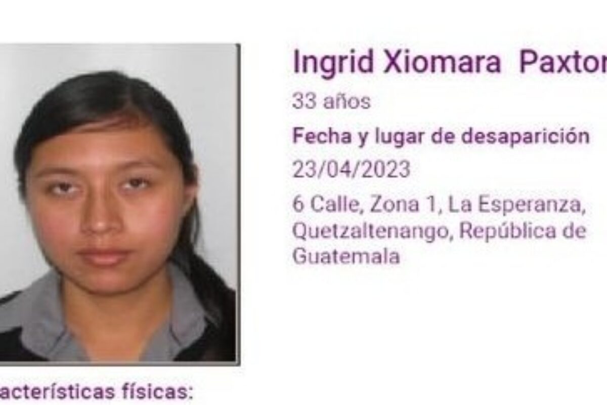 Desaparece mujer de 33 años en La Esperanza, Quetzaltenango: Se activa la Alerta Isabel-Claudina